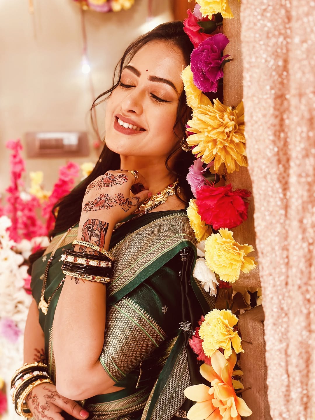 Girija Prabhu Green Paithani Saree Look