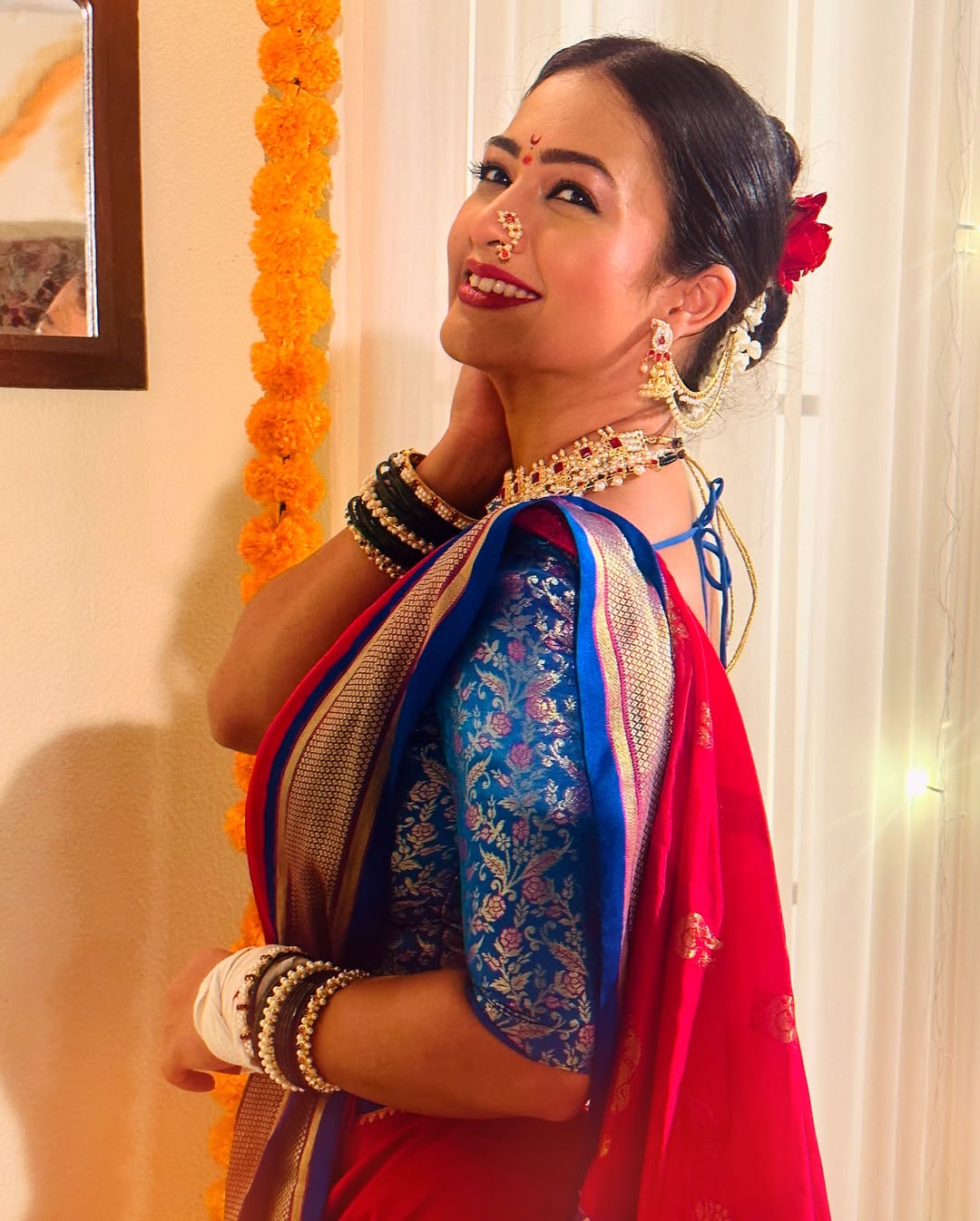 Girija Prabhu Green Paithani Saree Look