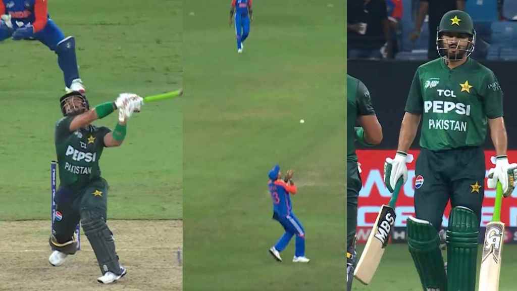 IND vs PAK Sahibzada Farhan Throws Bat in Air Caught Out by Suryakumar Yadav