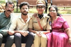 Anjana Krishna with parents and younger brother Arjun Krishna