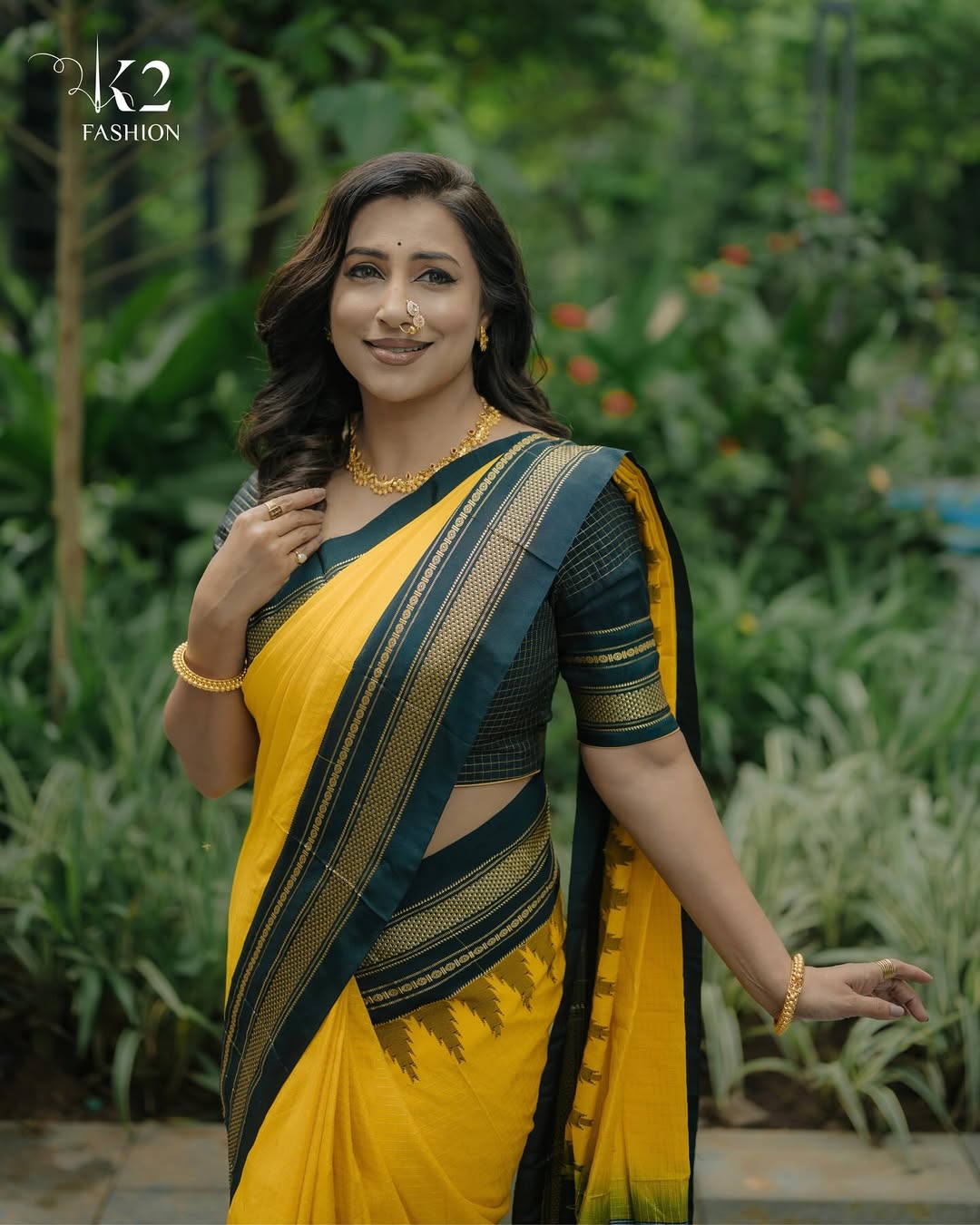 Kranti Redkar Yellow Saree Look