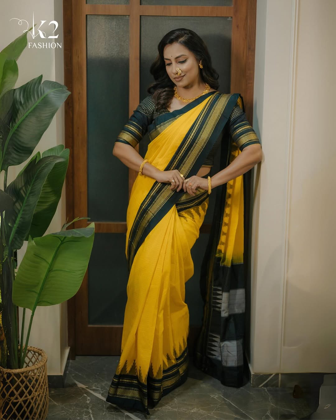 Kranti Redkar Yellow Saree Look
