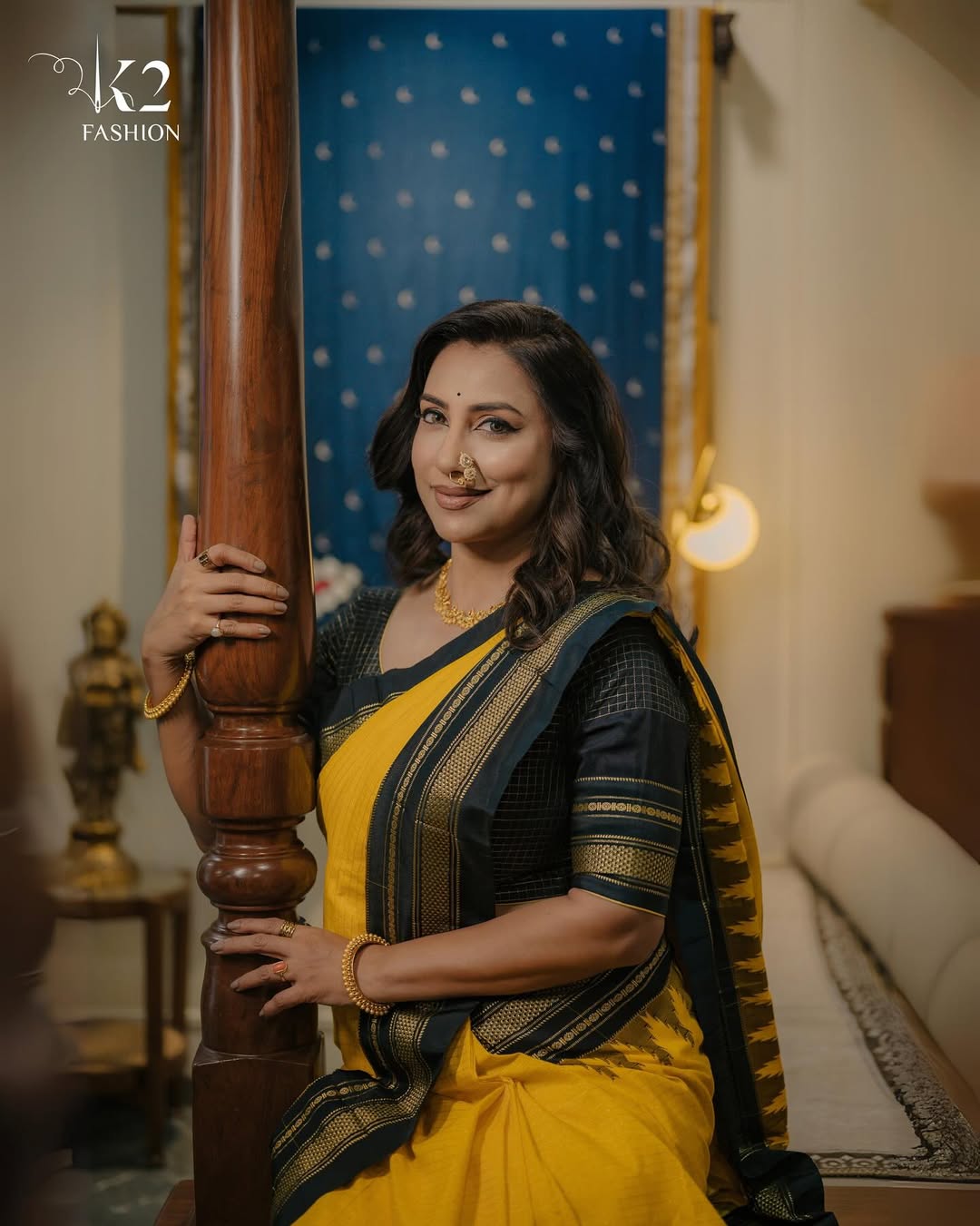 Kranti Redkar Yellow Saree Look