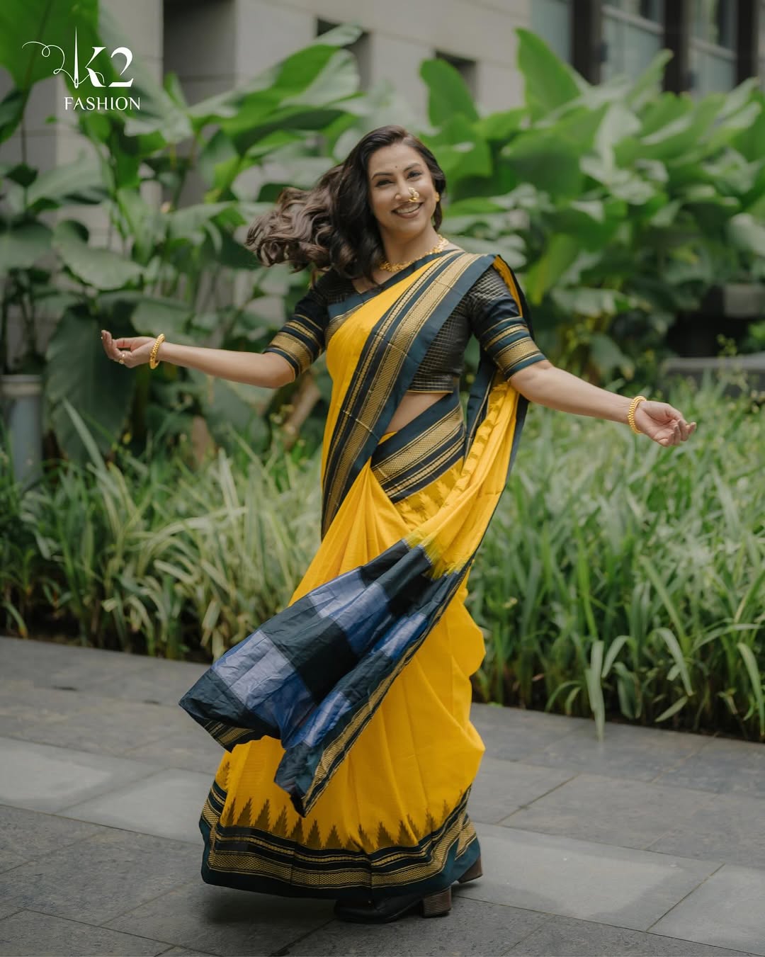 Kranti Redkar Yellow Saree Look
