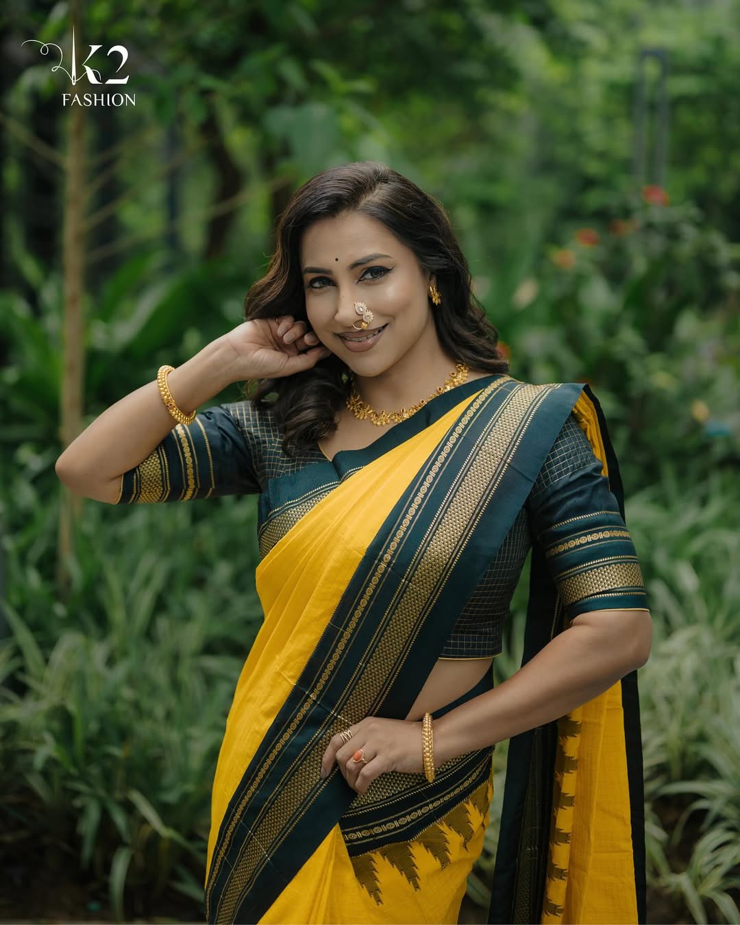 Kranti Redkar Yellow Saree Look