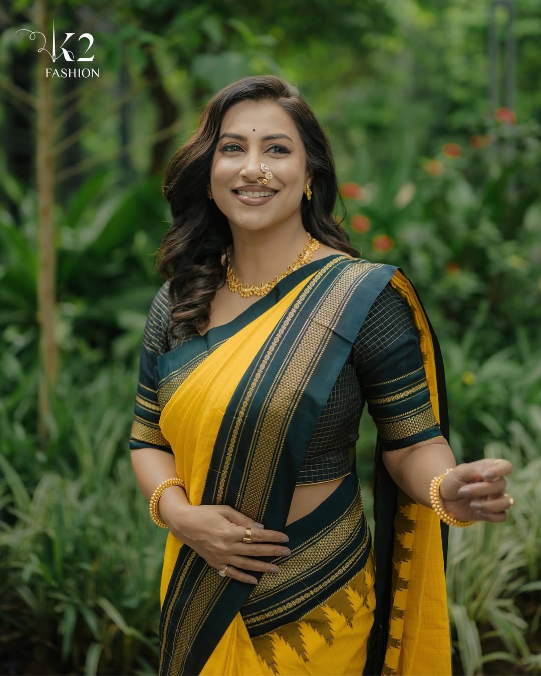 Kranti Redkar Yellow Saree Look