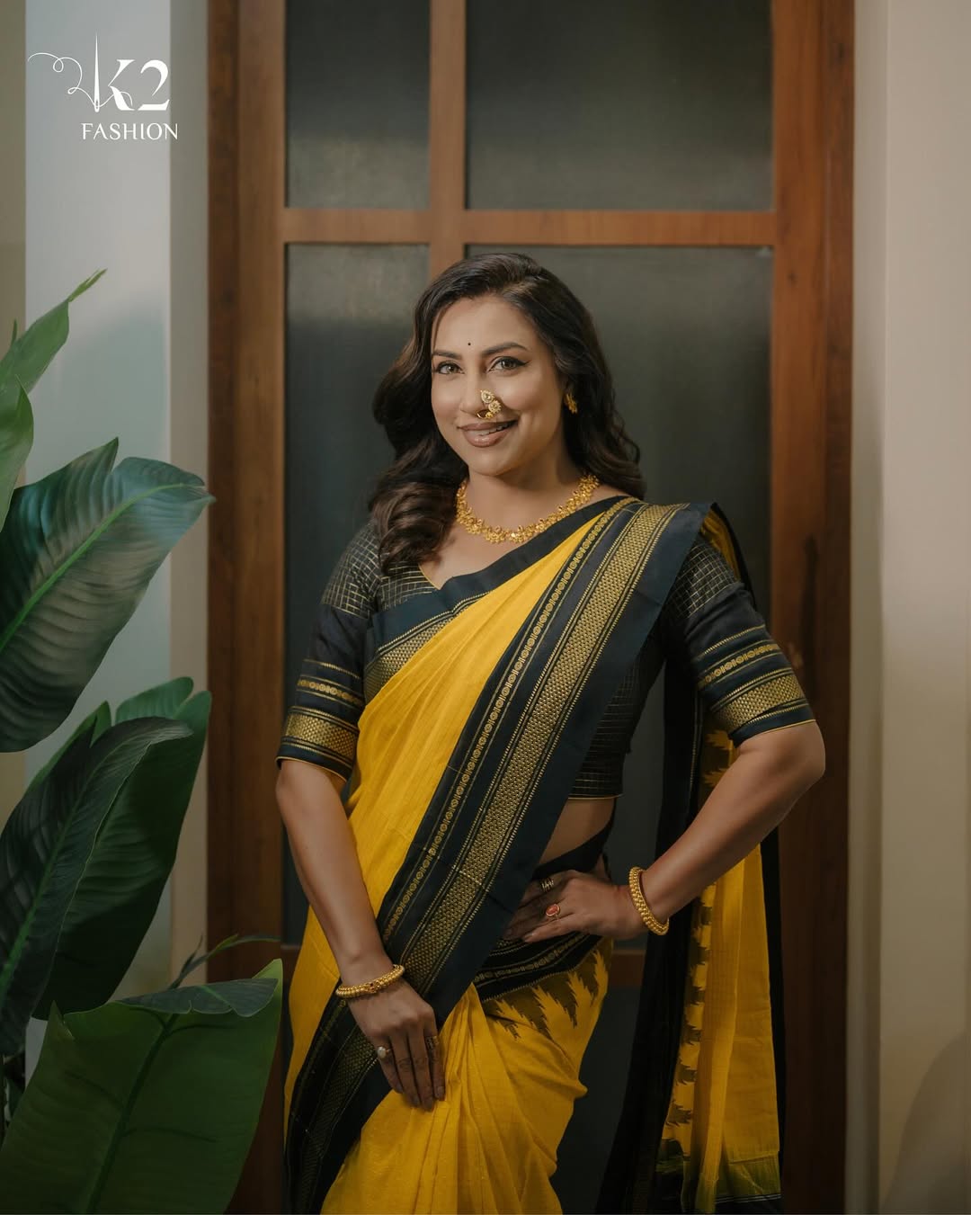 Kranti Redkar Yellow Saree Look