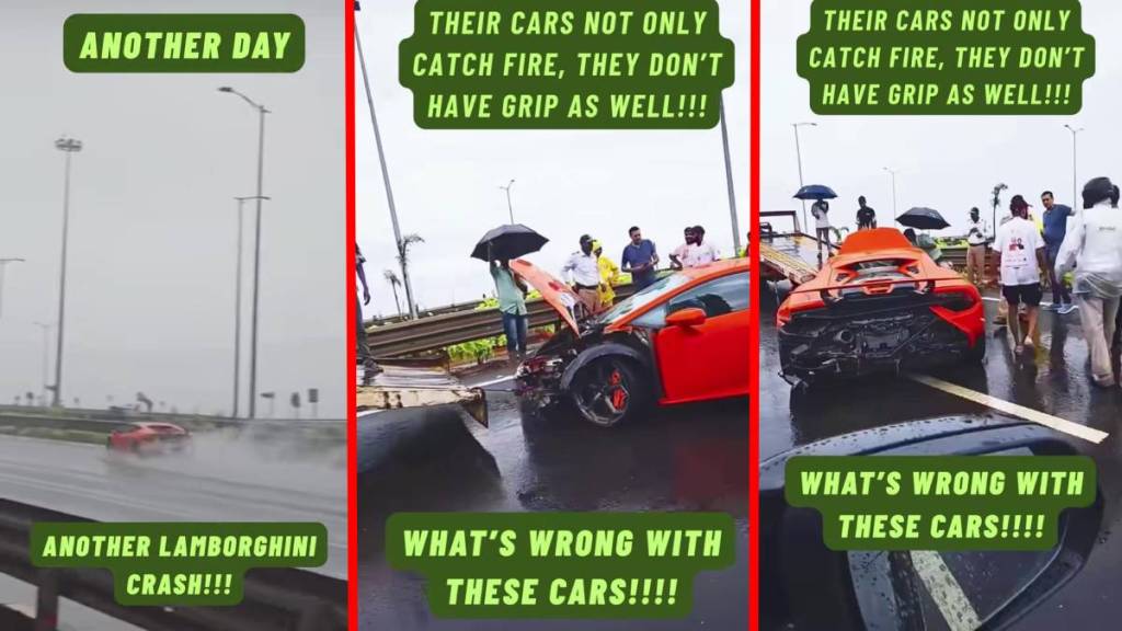 accident involving a luxurious Lamborghini on the coastal road in mumbai