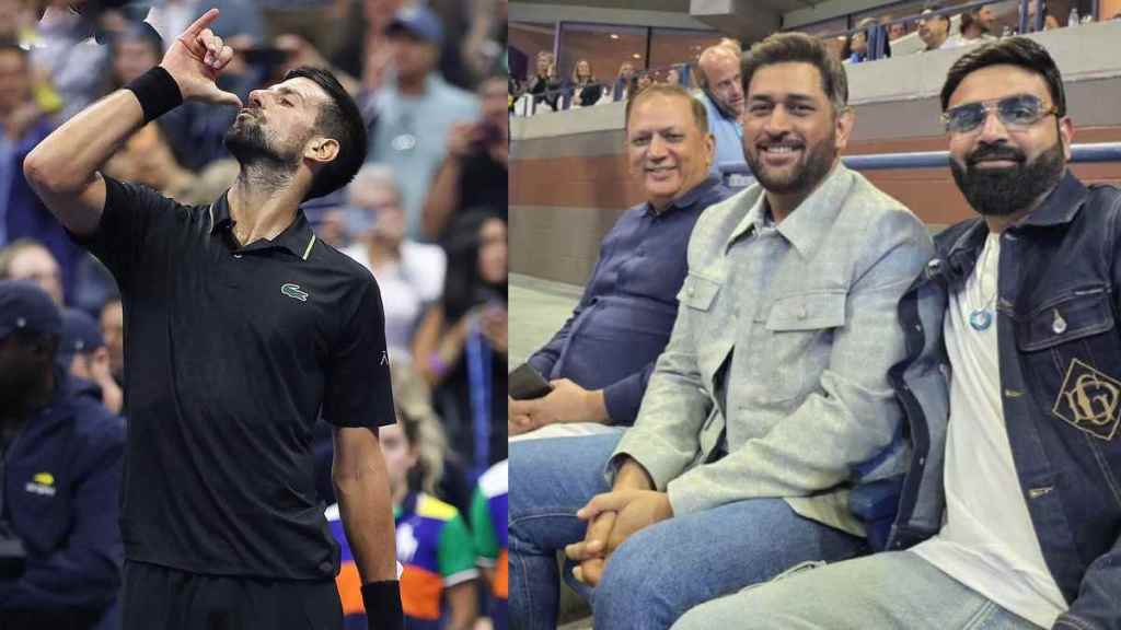 MS Dhoni Watch Novak djokovic US Open Match Fans Reaction on Photo Viral