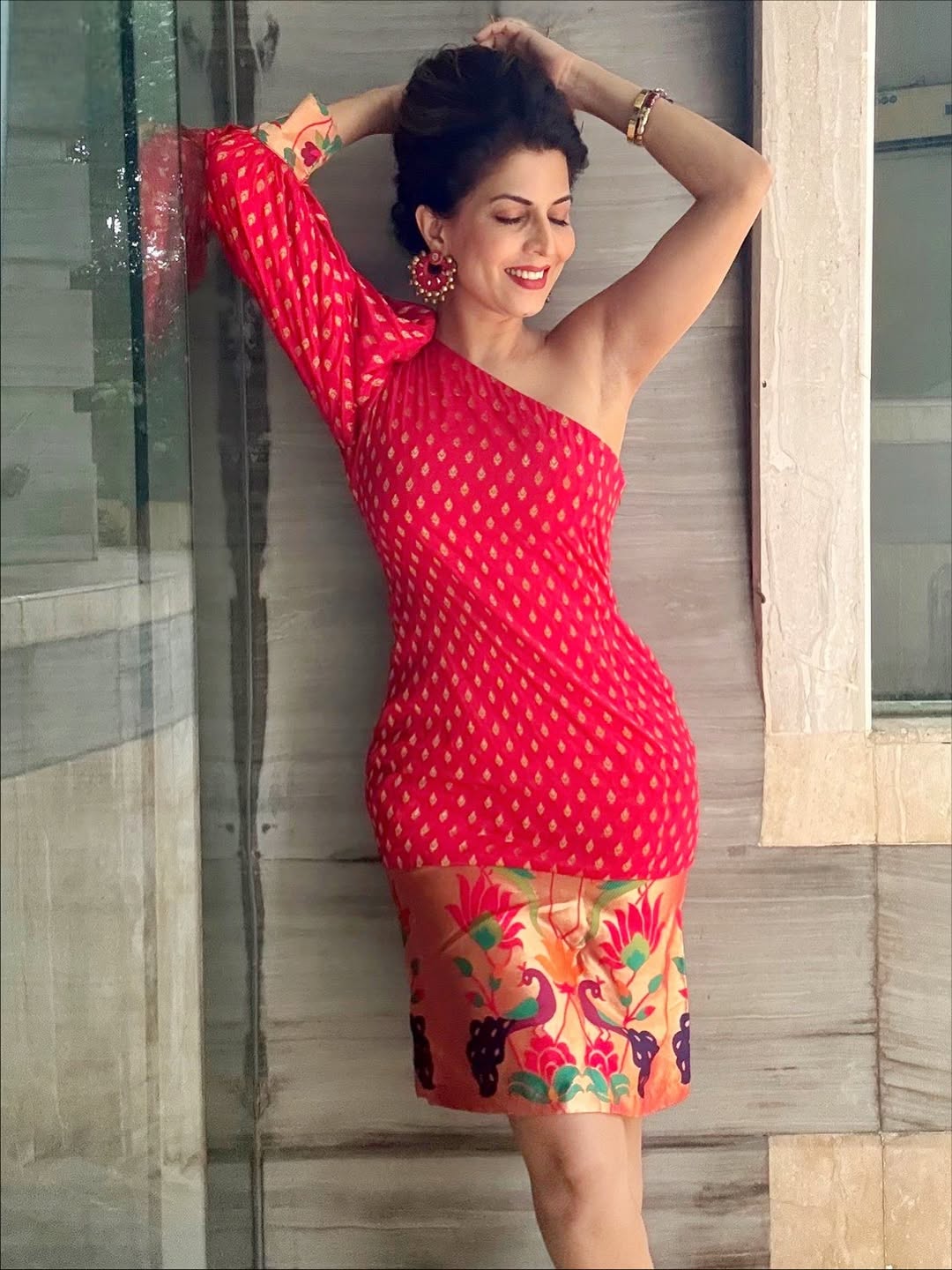Madhavi Nimkar Red Paithani Dress