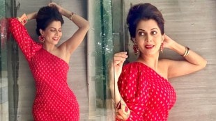 Madhavi Nimkar Red Paithani Dress