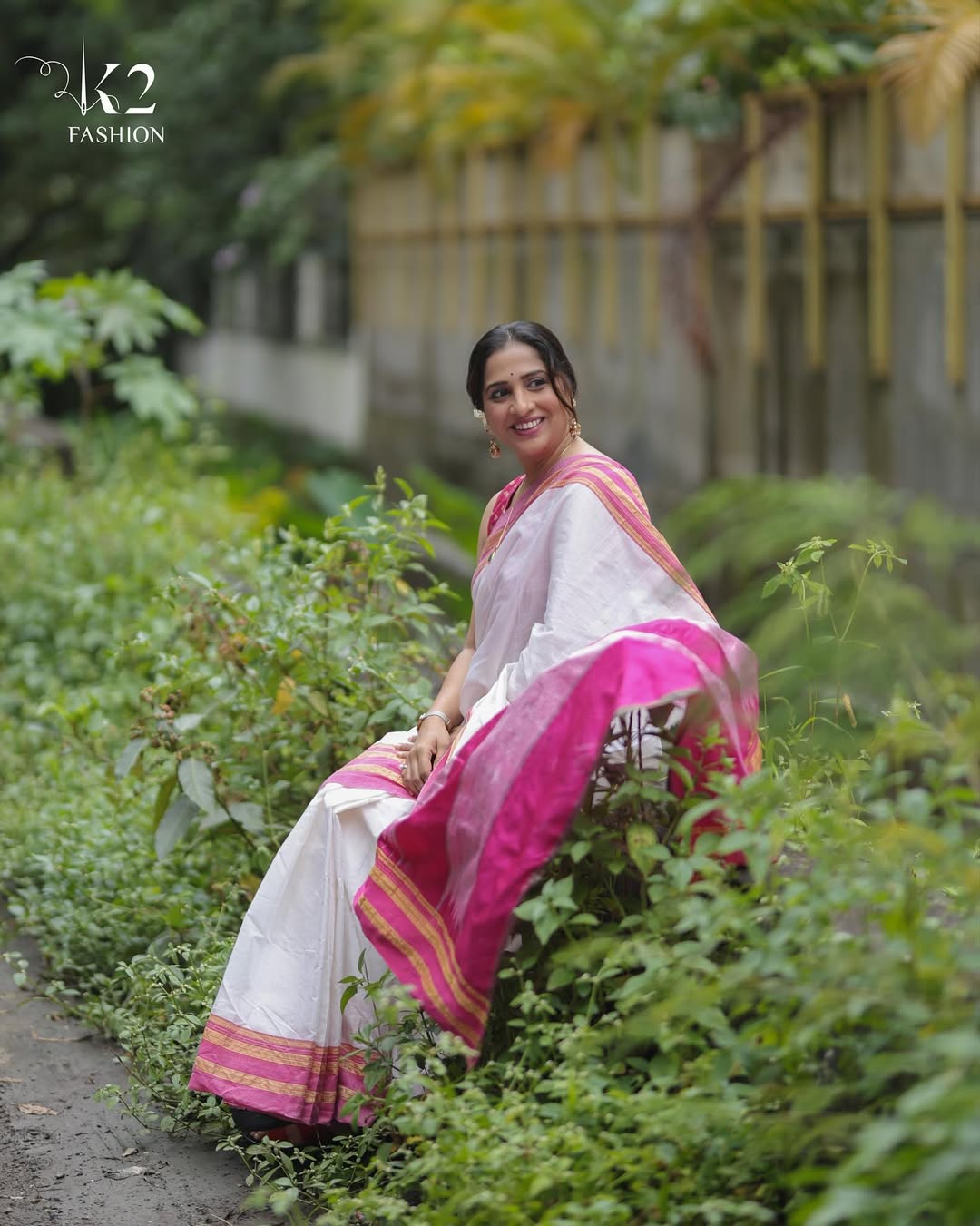 Madhurani Gokhale Navratri White Irkal Saree