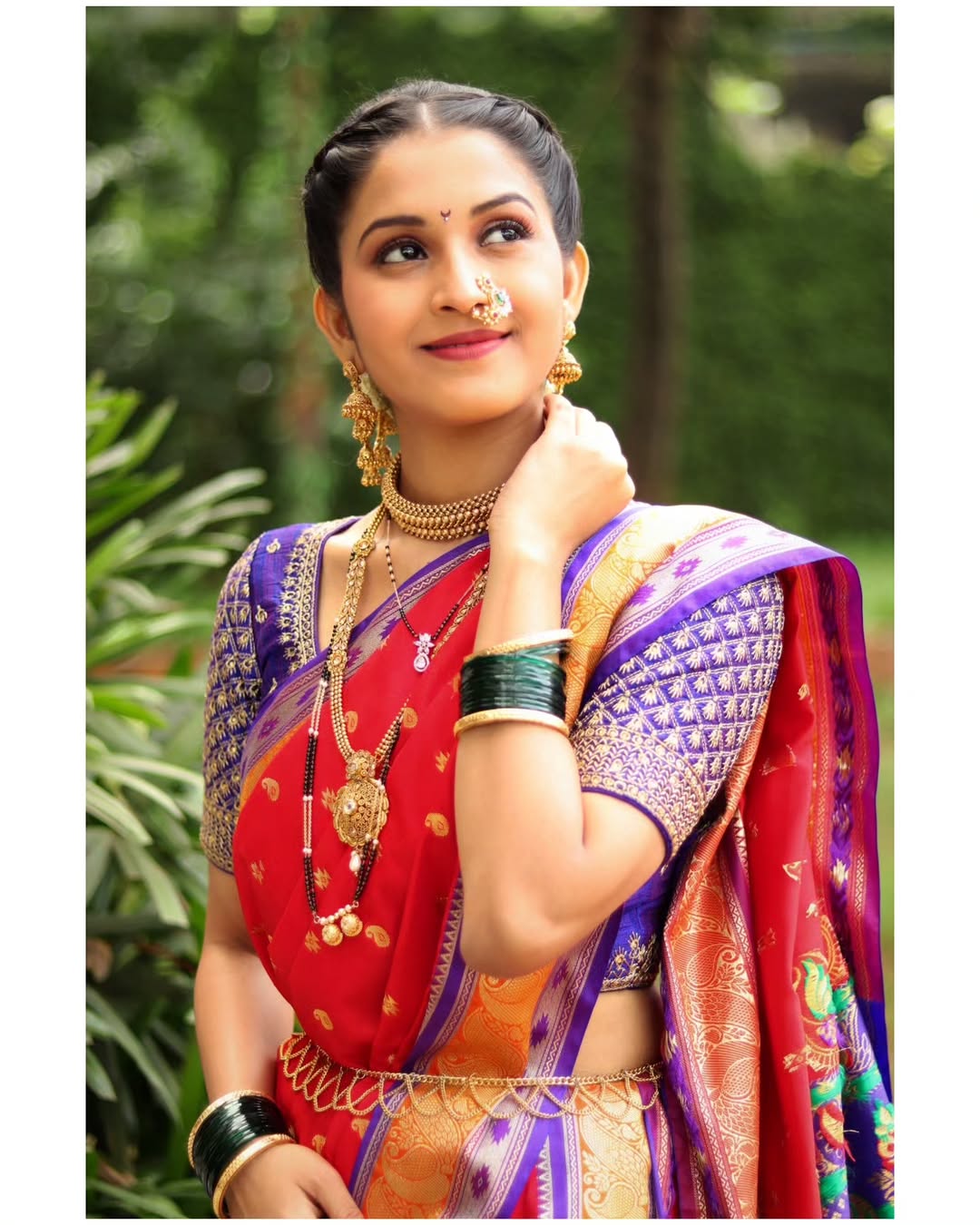 Mahima Mhatre Red Nauvari Saree Look