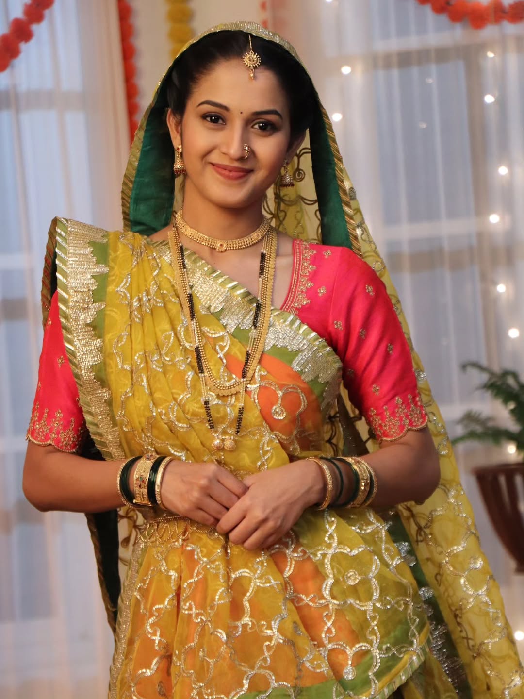 Mahima Mhatre Red Nauvari Saree Look