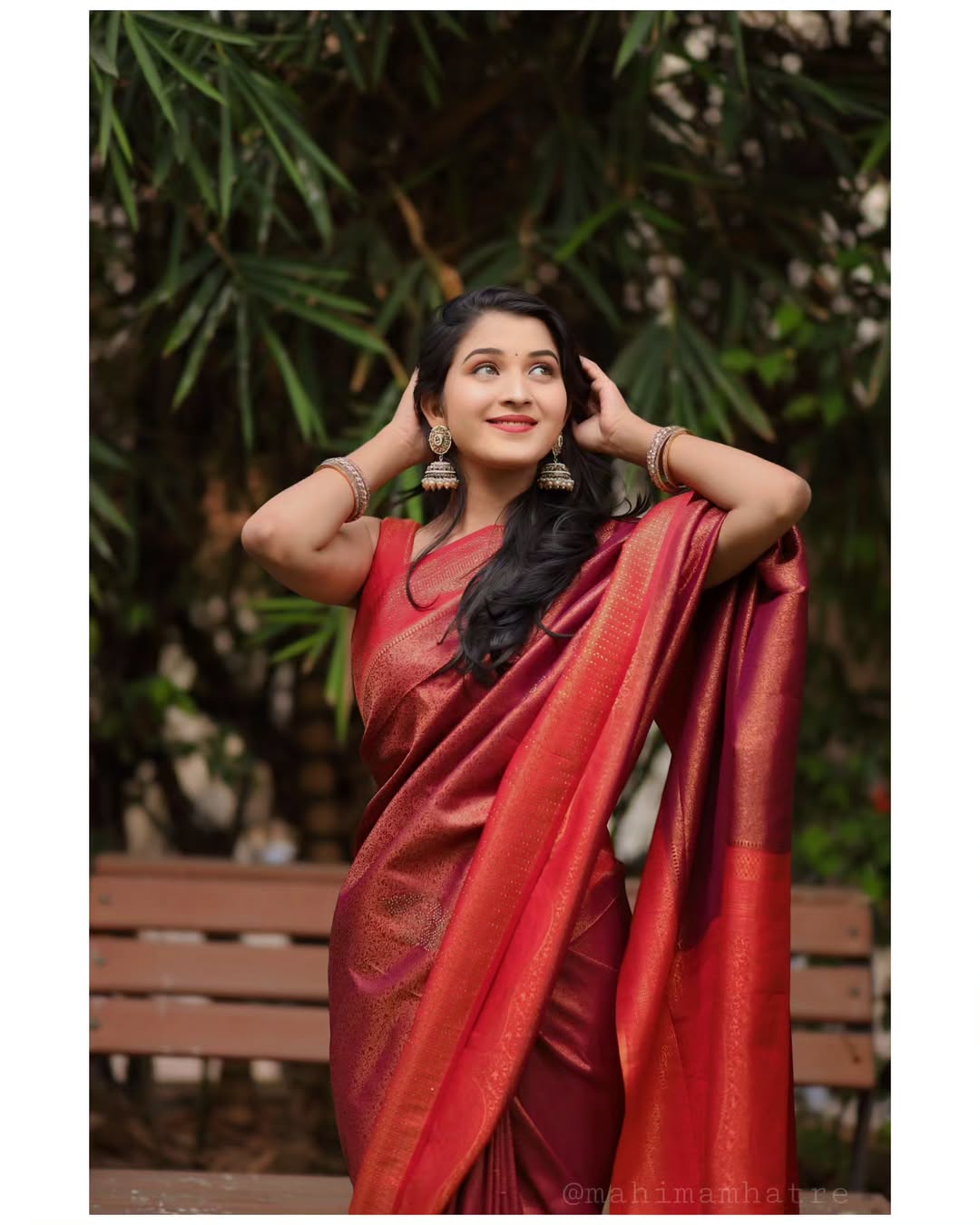 Mahima Mhatre Red Nauvari Saree Look