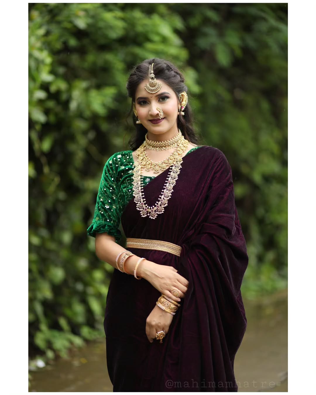 Mahima Mhatre Red Nauvari Saree Look