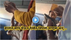 प्रवाासंच्या जीव धोक्यात! हातात साप घेऊन रेल्वेत शिरला माणूस अन्…, Viral Video पाहून काळजाचा उडेल थरकाप