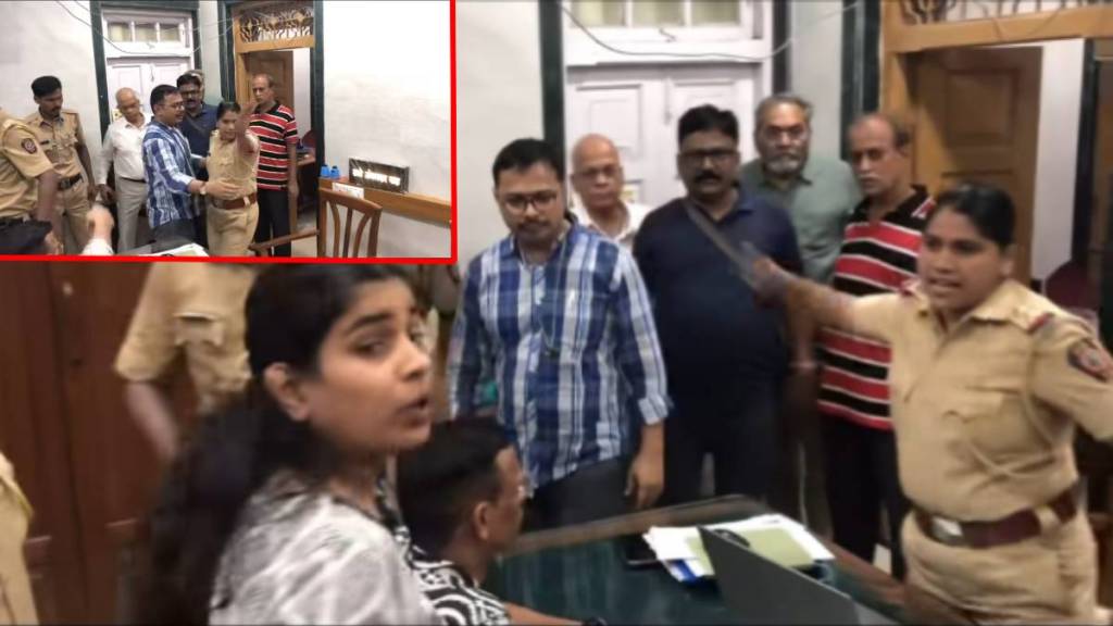 female police officer threw a nameplate at a young woman