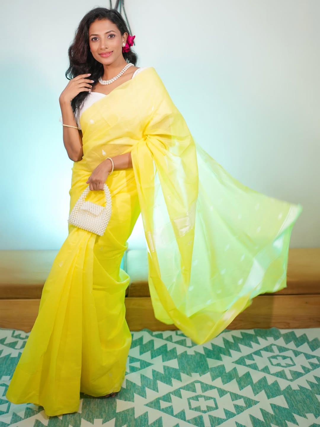 Nayannah Mukey Yellow Saree Look