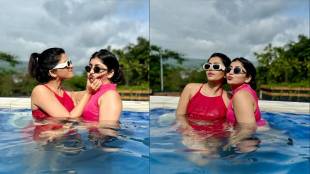 ruchira jadhav new photoshoot with sister in swimming pool