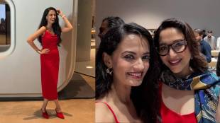 ketaki mategaonkar glamorous red onepiece look apple17 product launch party