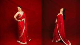 Bollywood actress vidya balan second day navratri red saree look