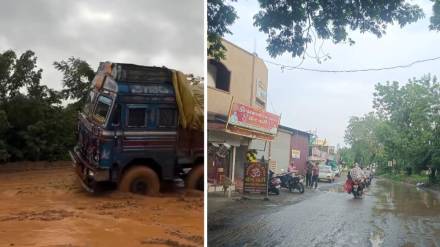 Bhandara potholes, Bhandara road repair, Bhandara rain damage, pothole accidents Bhandara, Bhandara municipal issues, road maintenance Bhandara, Bhandara rainy season impact, Bhandara city roads, pothole water hazards,