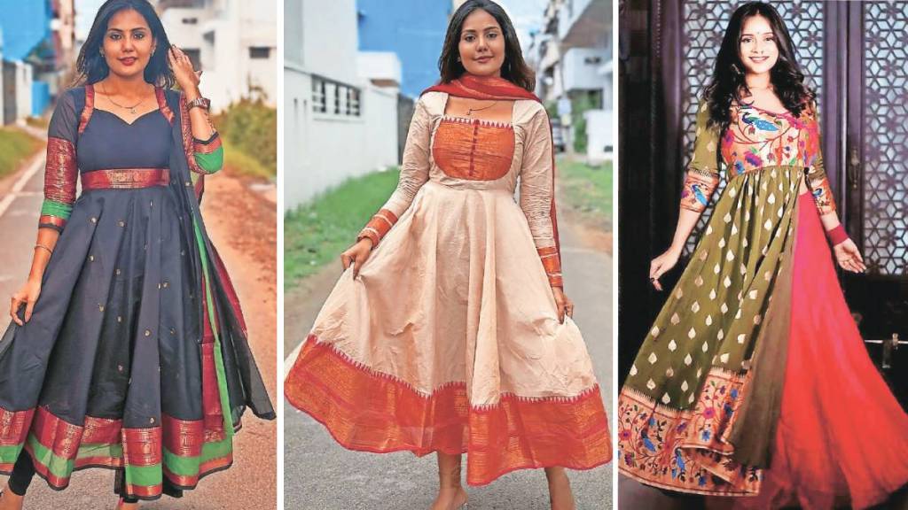 Indian fashion trends, one-piece dresses India, Indo-Western fashion, Paithani one-piece dress,
