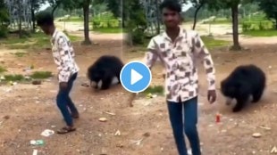 Chhattisgarh shocking video Youth Caught Feeding Cold Drink To Bear In Kanker For Making Reel