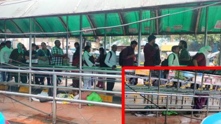 Thane railway station shelter, Thane auto-rickshaw stand, commuter safety Thane, Thane station rickshaw queue,