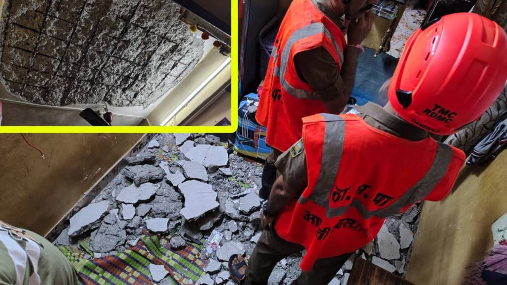 Thane building Plaster roof collapse, residential building accidents, Thane municipal action, construction safety incidents thane,