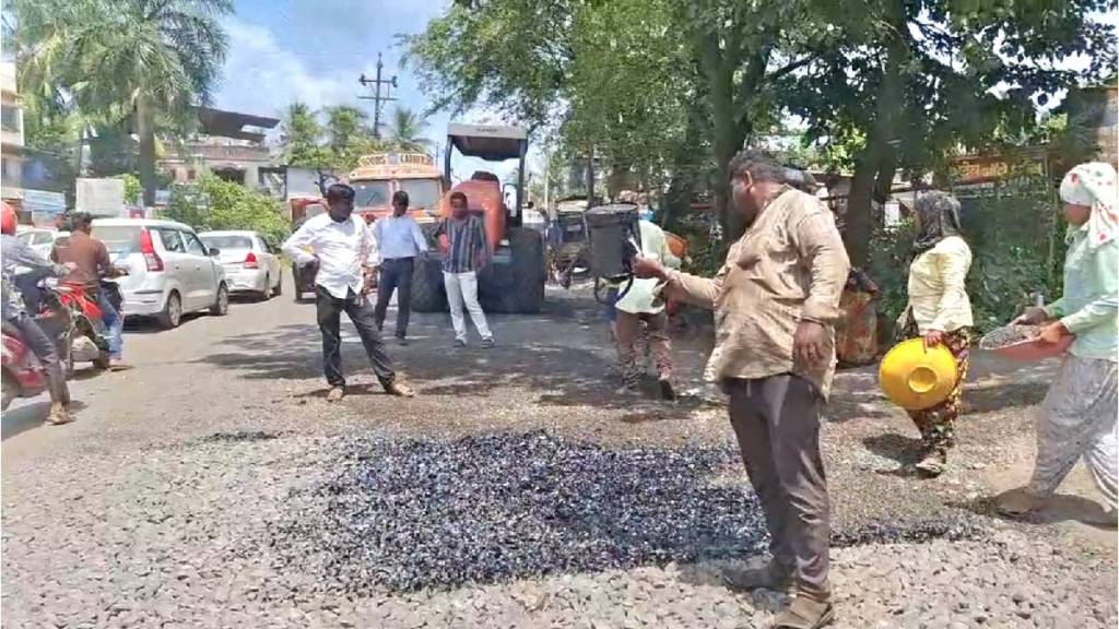 alibaug wadkhal highway work raising concerns about construction quality