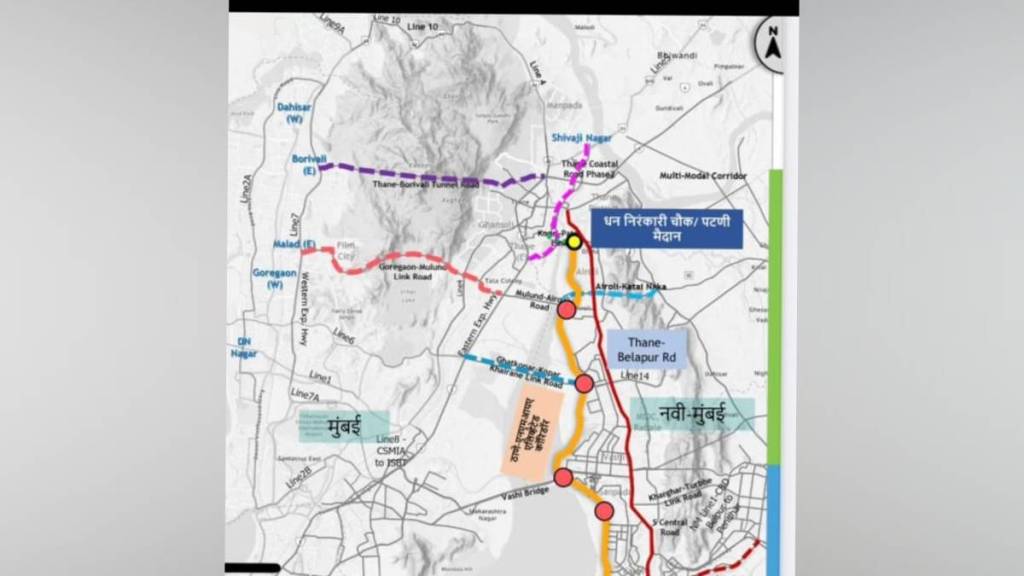 navi mumbai international airport new thane creek bridge from Vikhroli to Koparkhairane