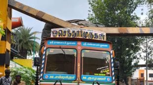 Overweight truck hits height barrier Vitava bridge causing major traffic jam Thane Navi Mumbai