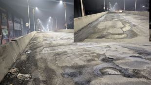 Potholes newly inaugurated Kate Nilje flyover Kalyan spark outrage protest threat by Thackeray faction