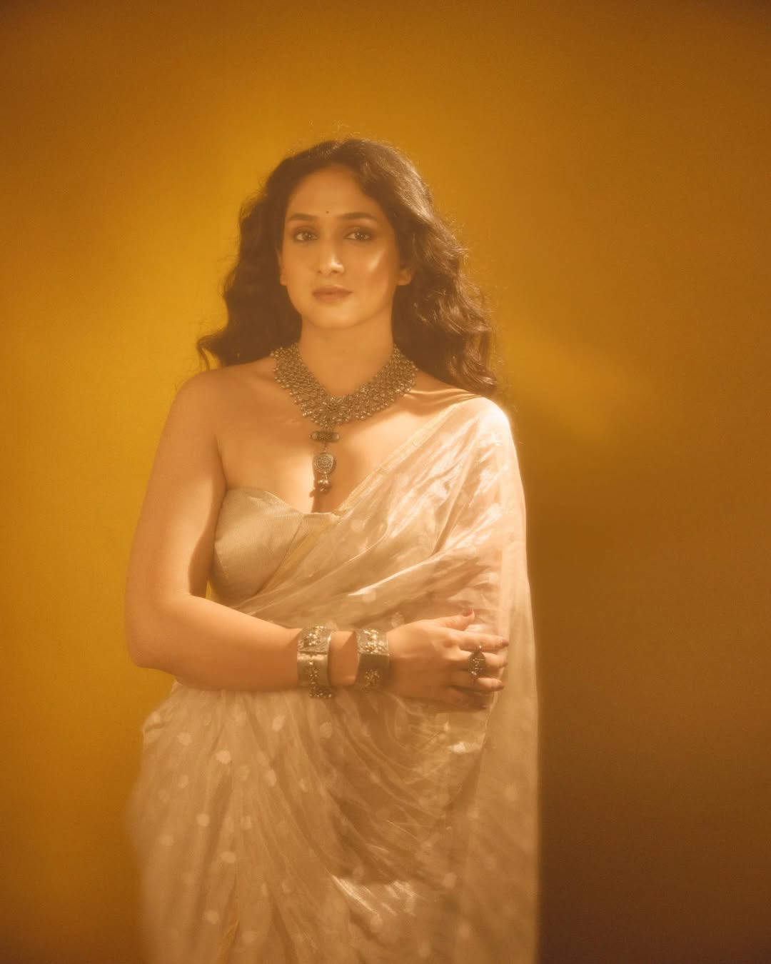 Priyadarshini Indalkar Off Shoulder Blouse Saree Look