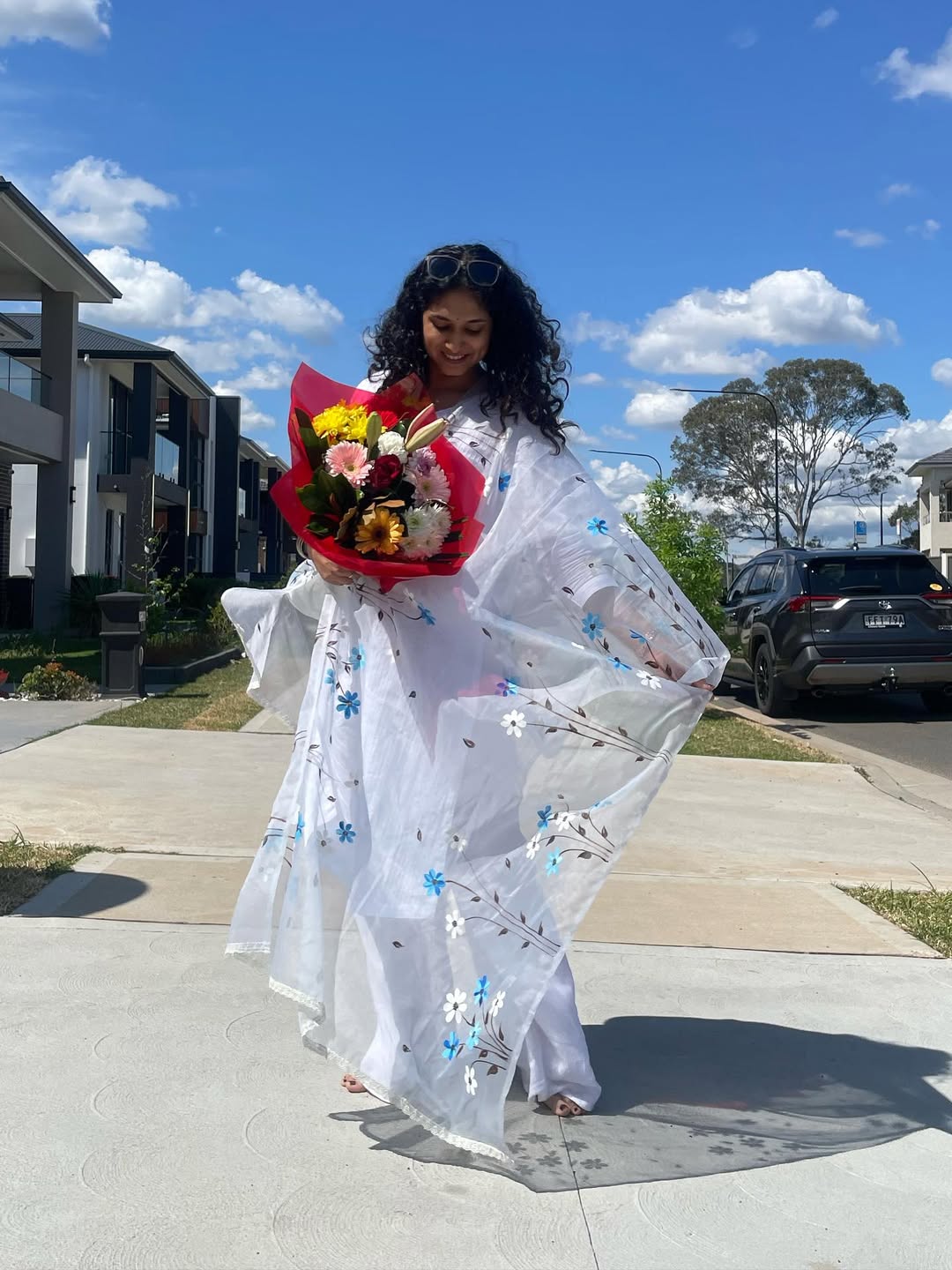 Priyadarshini Indalkar Playing with beautiful Odhani in Sidney vacation white dress look