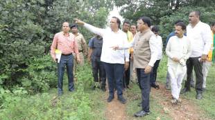 Ashish Shelar inspects the proposed Film City site at Nawargaon