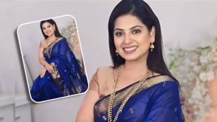 Smita shewale in blue saree navratri 2025 look