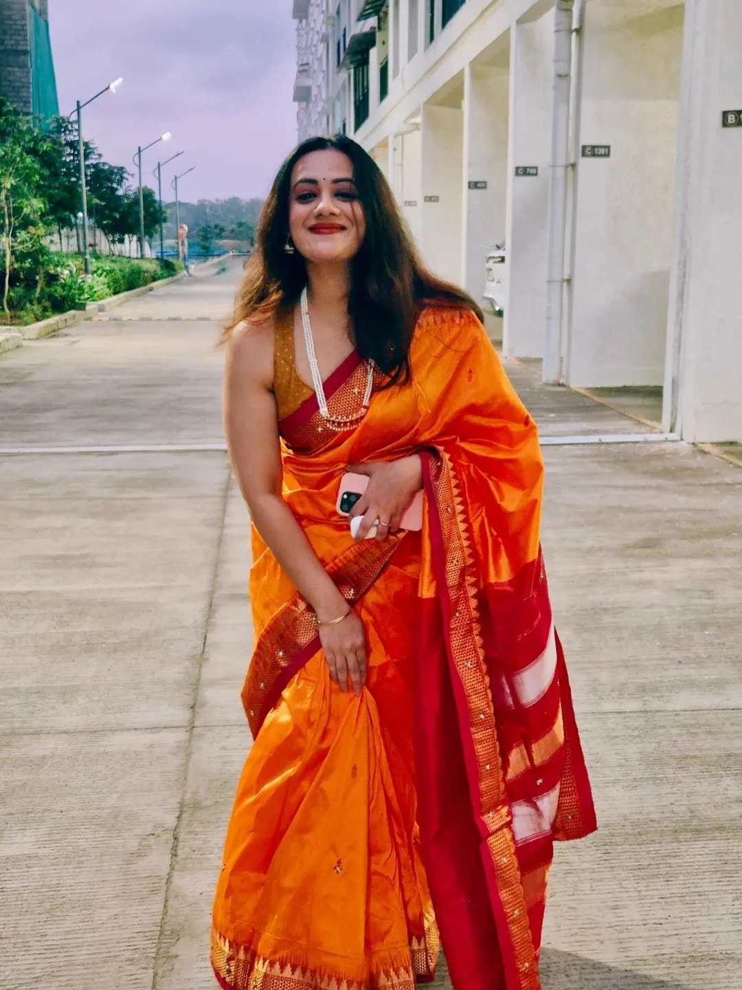 Spruha Joshi Pink Anarkali Dress Look