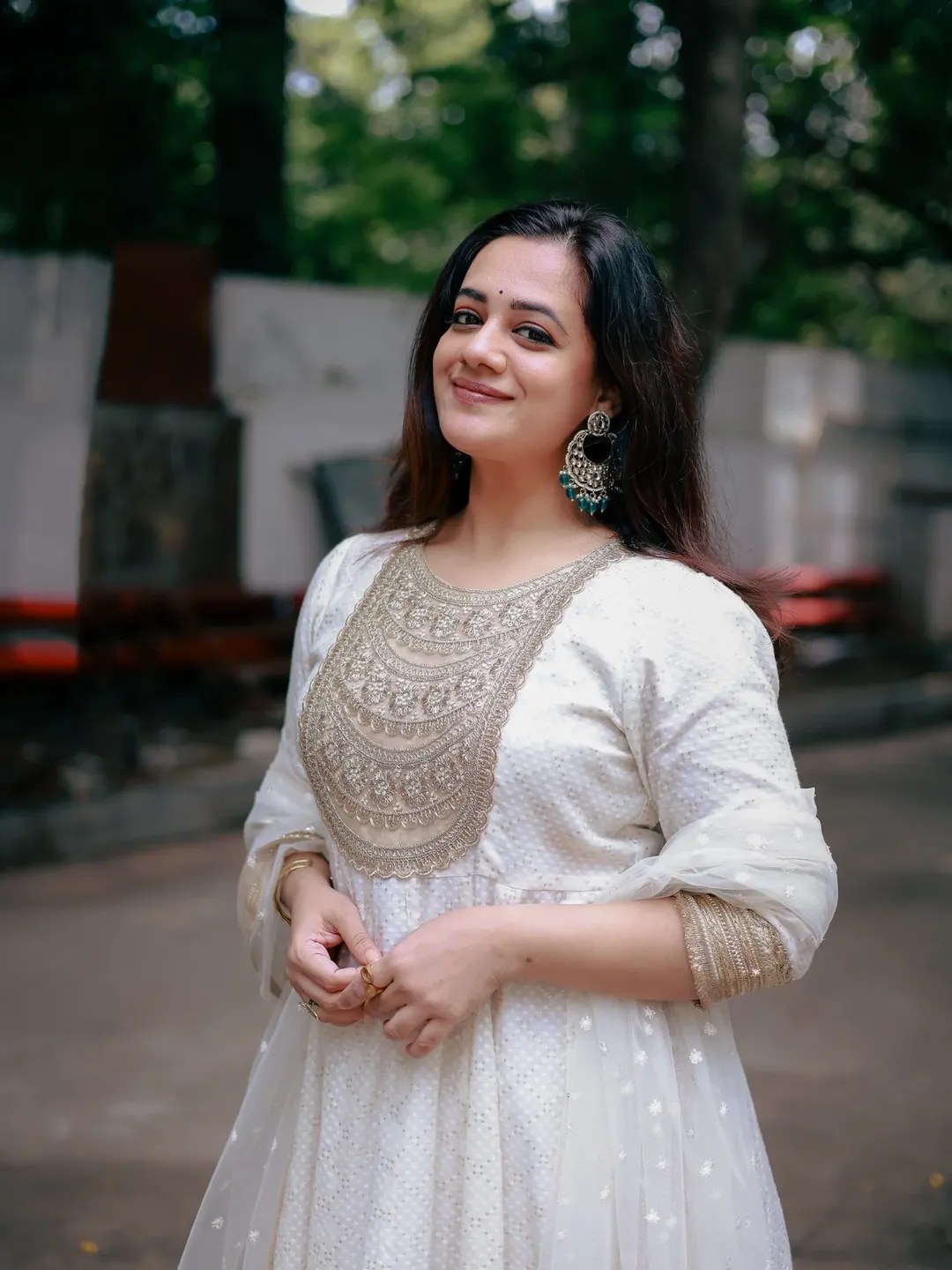 Spruha Joshi Pink Anarkali Dress Look