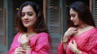 Spruha Joshi Pink Anarkali Dress Look