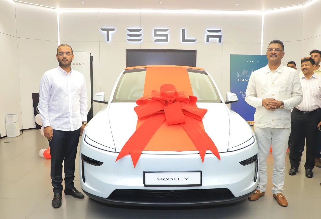 Tesla india, Tesla Model Y, Tesla Model Y first delivery Pratap sarnaik