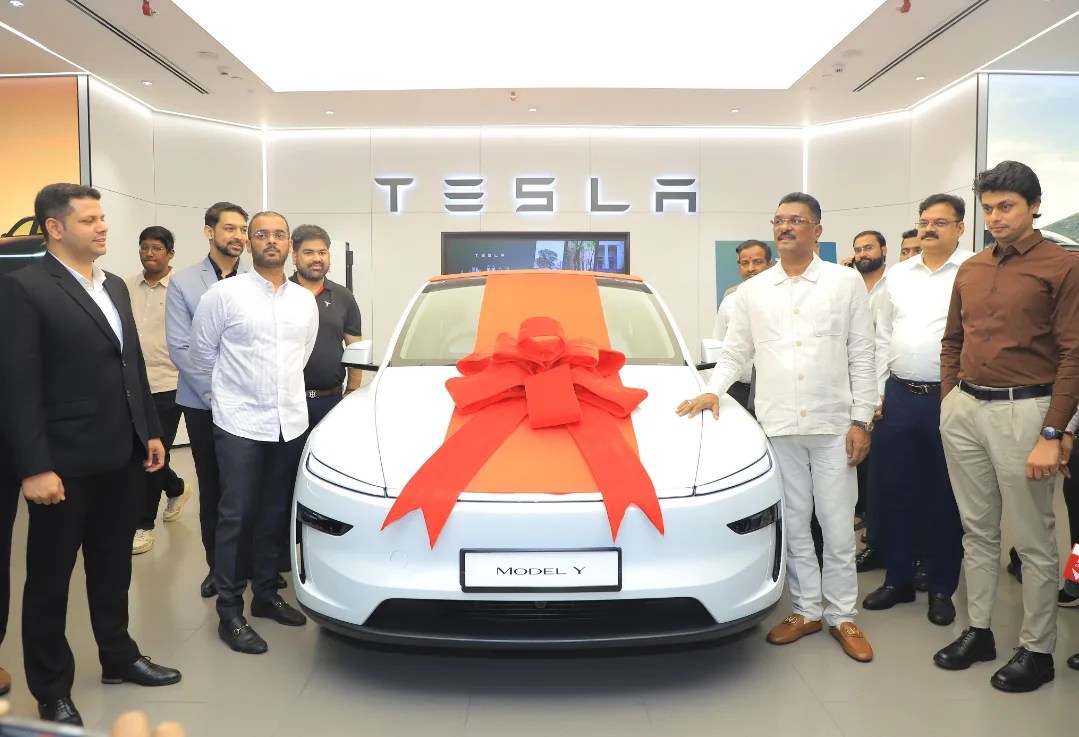 Tesla india, Tesla Model Y, Tesla Model Y first delivery Pratap sarnaik