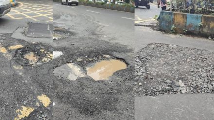 Thane road crumble within liability period MNS alleges fund misuse by civic officials Thane road crumble within liability period MNS alleges fund misuse by civic officials