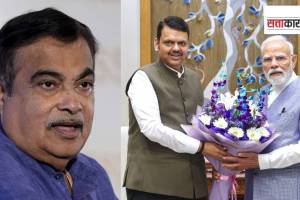 केंद्रीय मंत्री नितीन गडकरी, मुख्यमंत्री देवेंद्र फडणवीस आणि पंतप्रधान नरेंद्र मोदी.