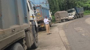 Traffic police penalize 30 dumpers Ghodbunder village blocking roads sand transport
