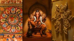 Viral Ganpati Decorations photos, Ancient Temple Theme