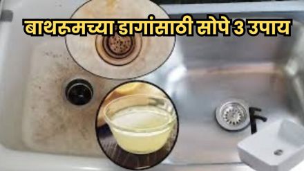 Cleaning bathroom tap with lemon