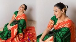 Photos: हिरवी पैठणी, लाल काठ; नवरात्रीसाठी विद्या बालनने केलेल्या पारंपरिक लूकची चर्चा